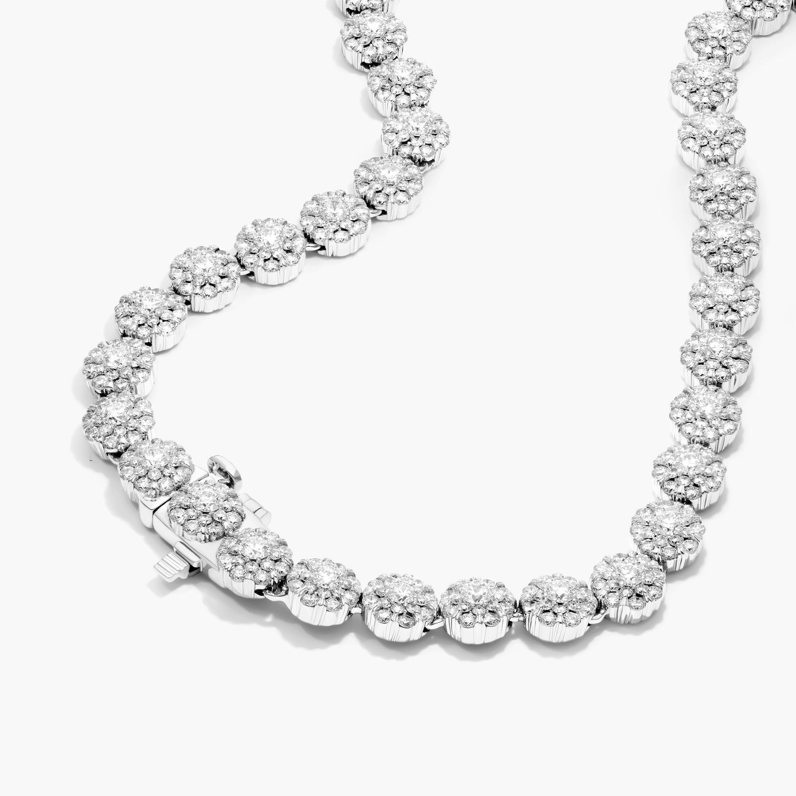 14K White Gold Lab-Grown Diamond Peony Tennis Necklace