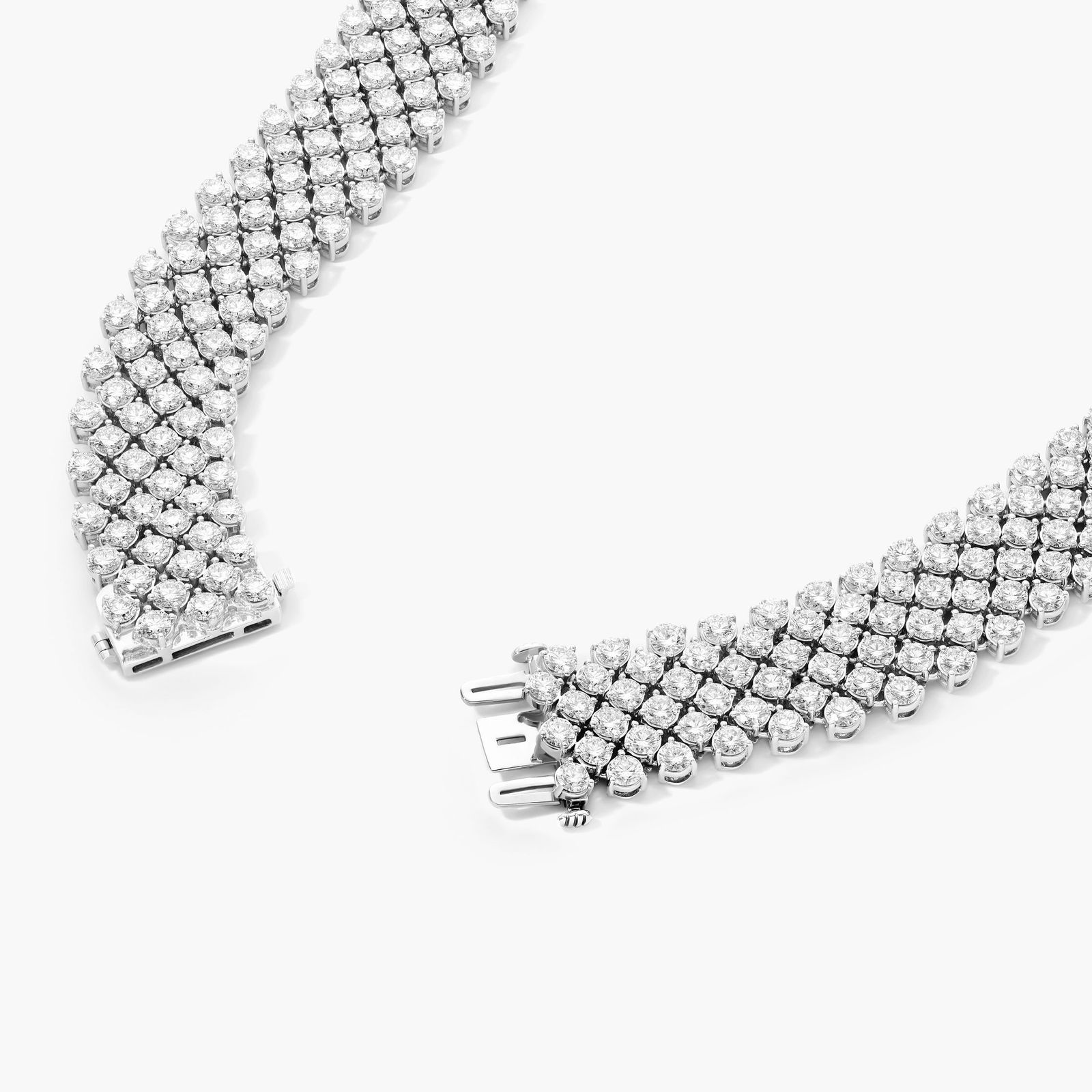 14K White Gold Mesh V Lab-Grown Diamond Necklace