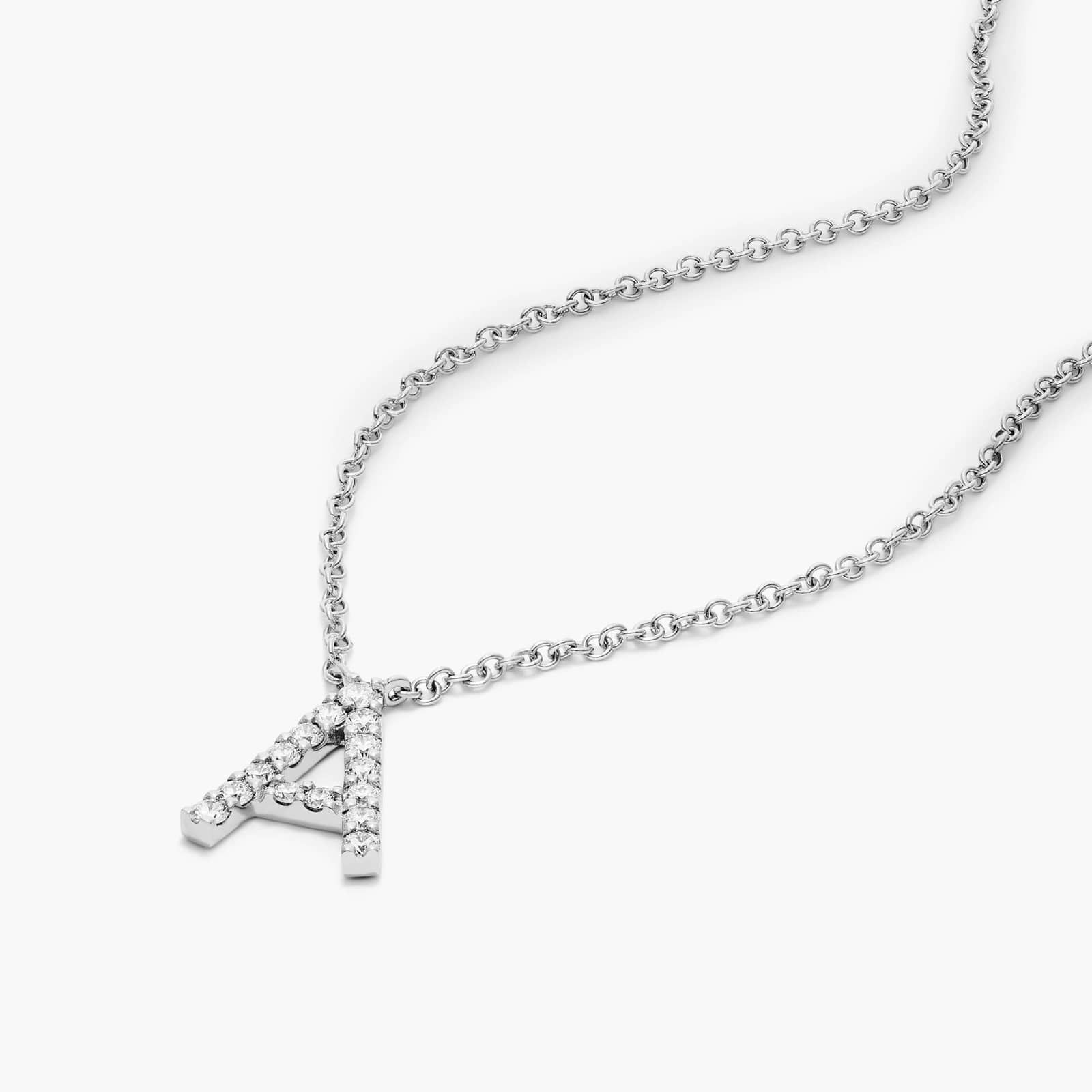 A Initial Lab-Grown Diamond Necklace In 14K White Gold
