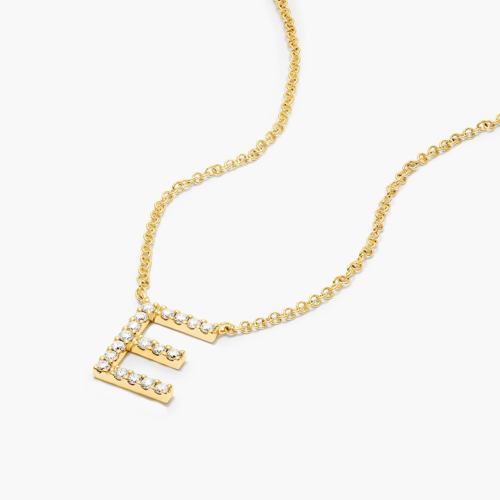 E Initial Lab-Grown Diamond Necklace In 14K Yellow Gold