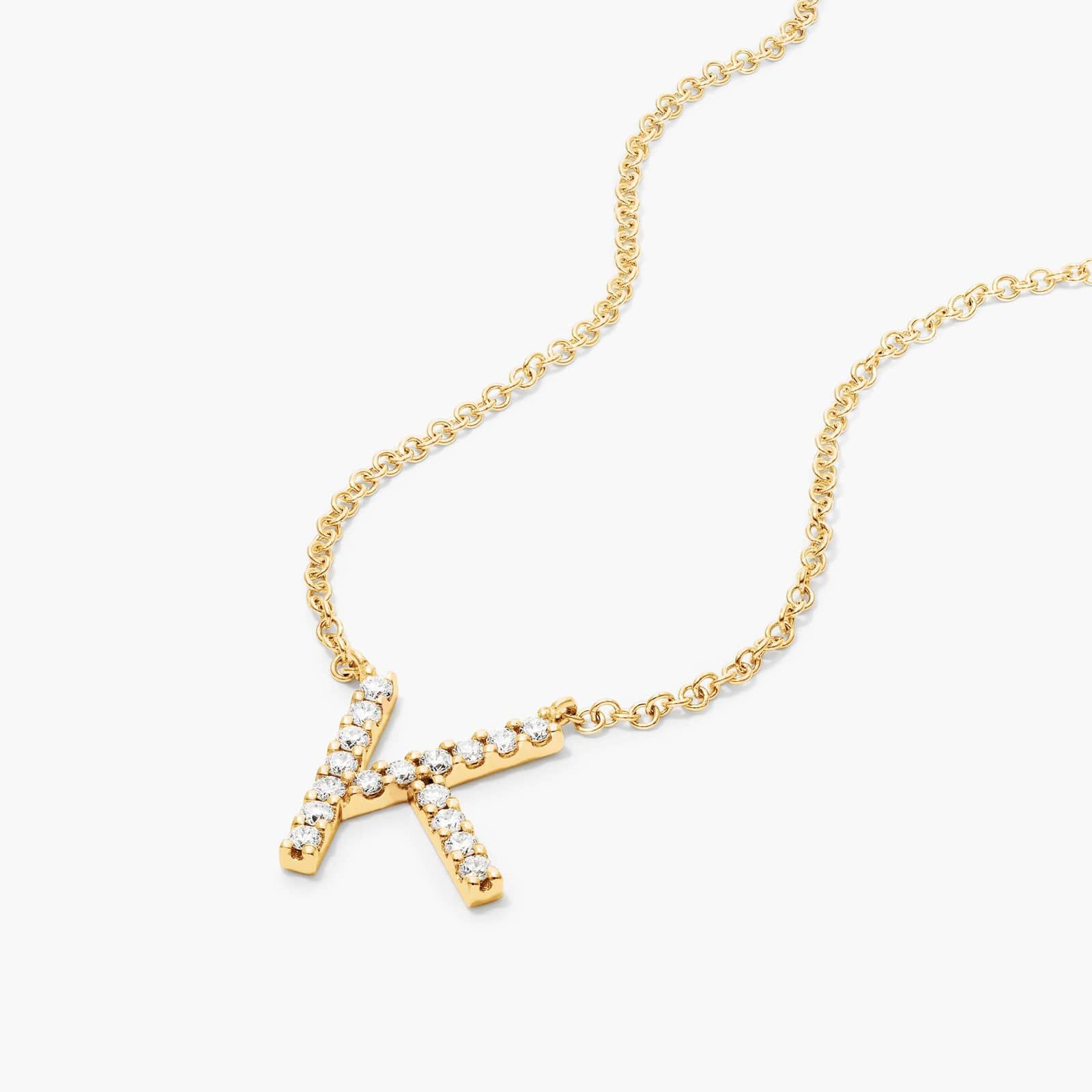 K Initial Lab-Grown Diamond Necklace In 14K Yellow Gold