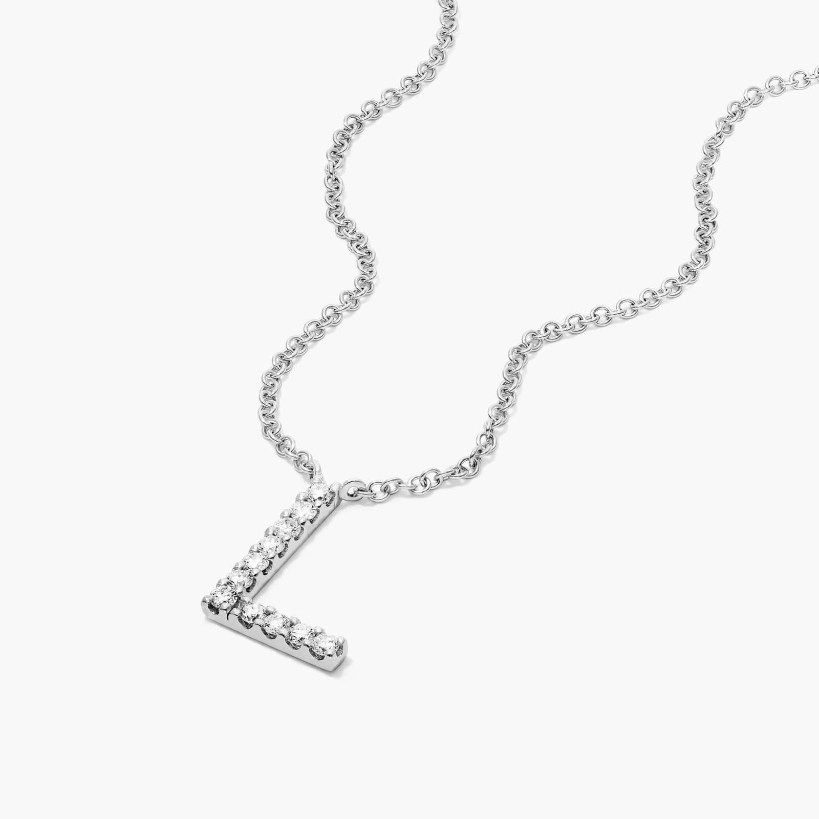 L Initial Lab-Grown Diamond Necklace In 14K White Gold
