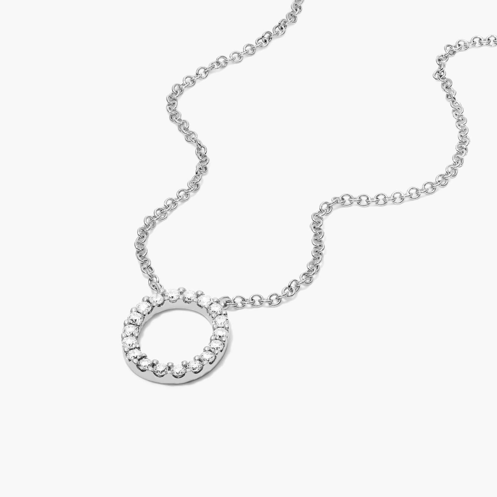 O Initial Lab-Grown Diamond Necklace In 14K White Gold