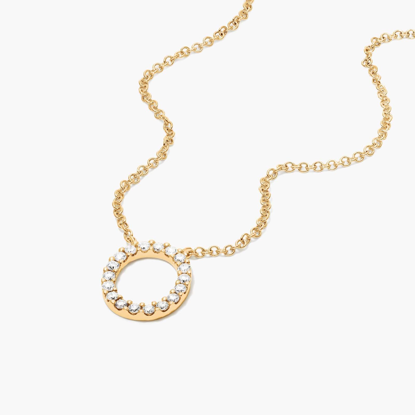 O Initial Lab-Grown Diamond Necklace In 14K Yellow Gold