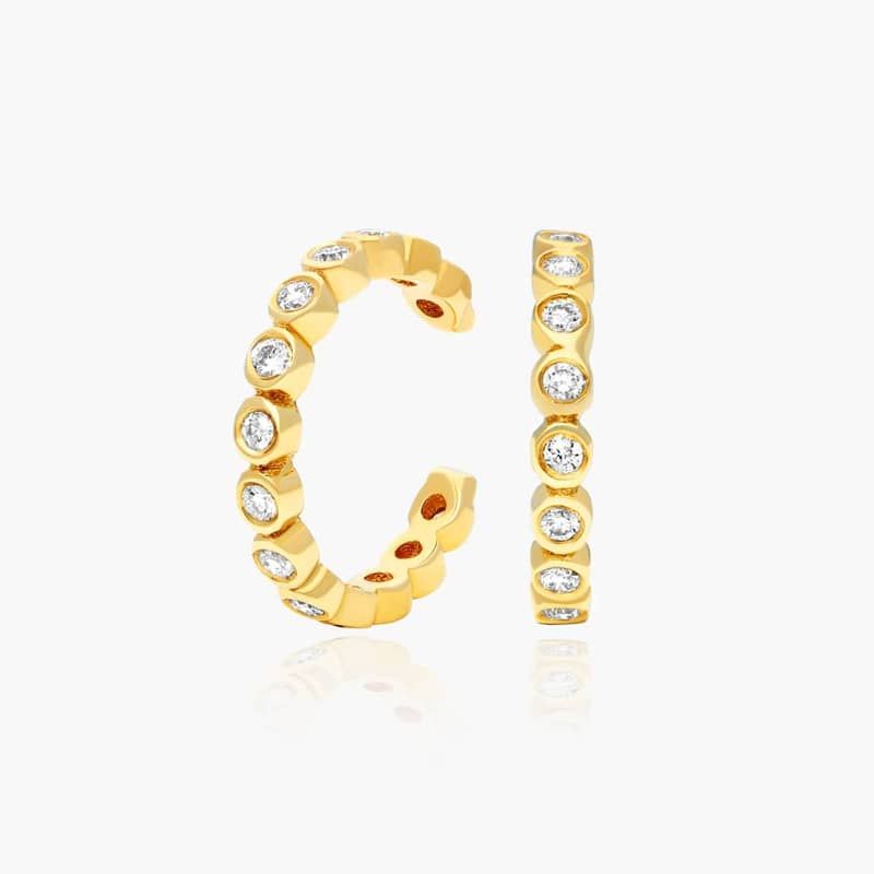 Bezel Diamond Ear Cuff In 14K Yellow Gold