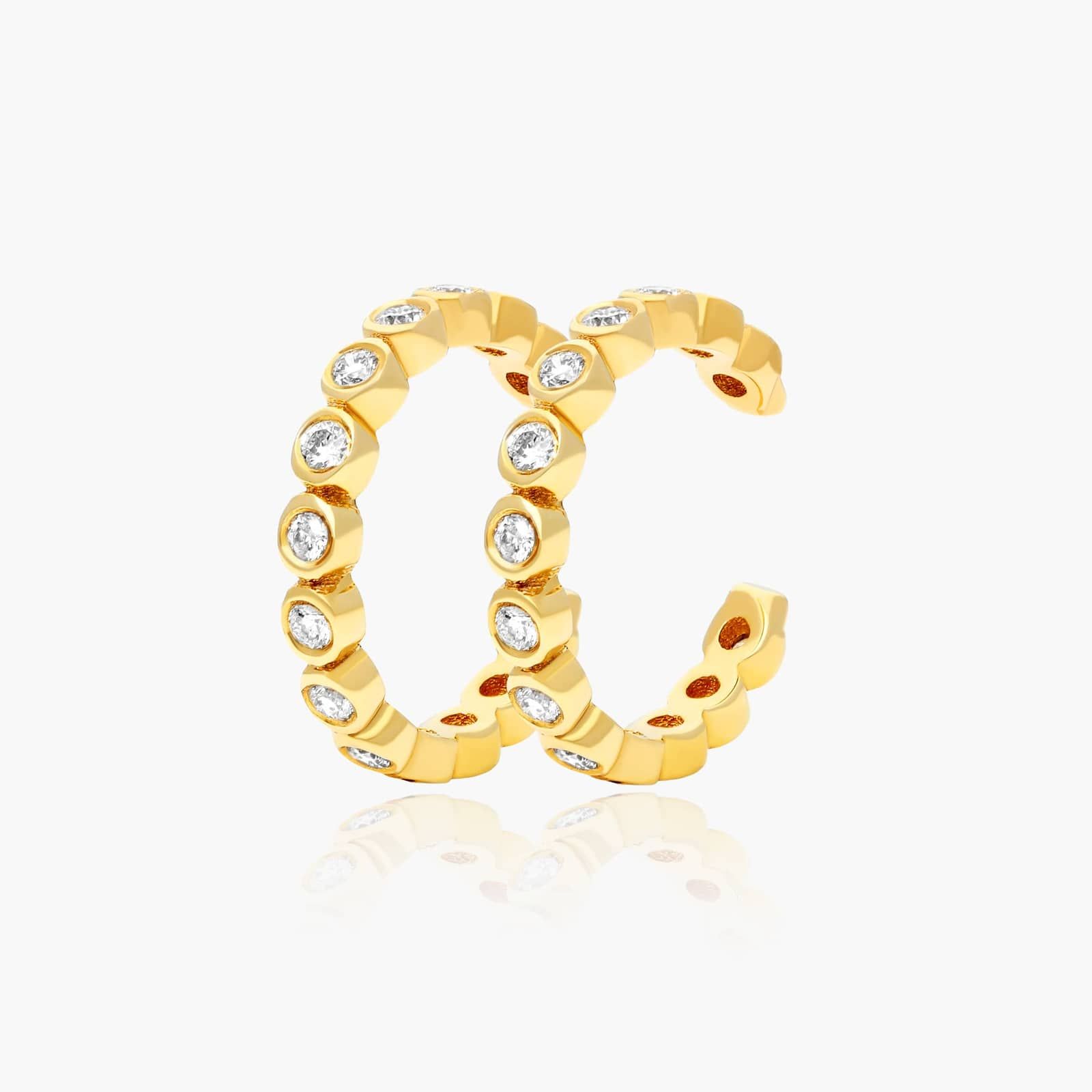 Bezel Diamond Ear Cuff In 14K Yellow Gold