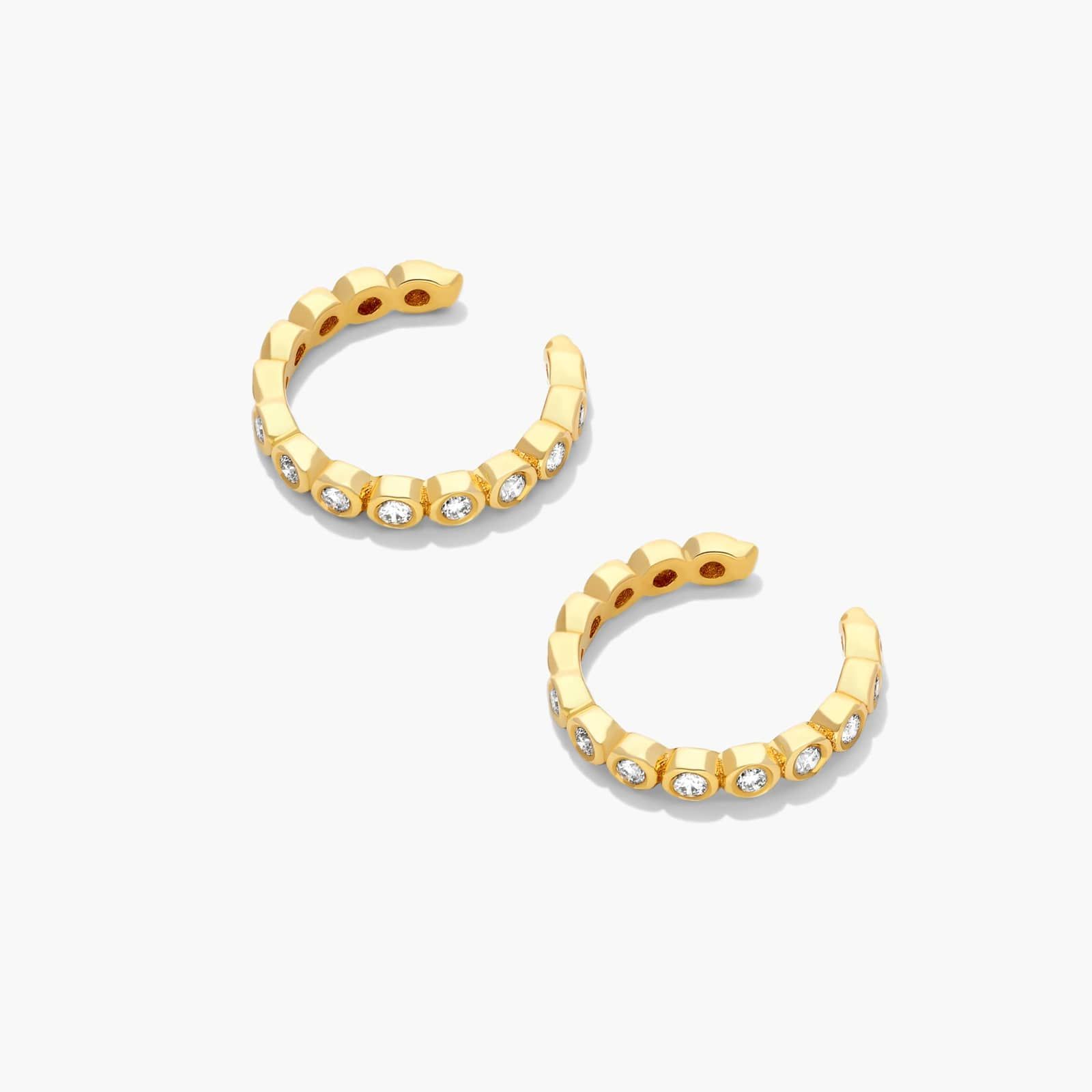 Bezel Diamond Ear Cuff In 14K Yellow Gold