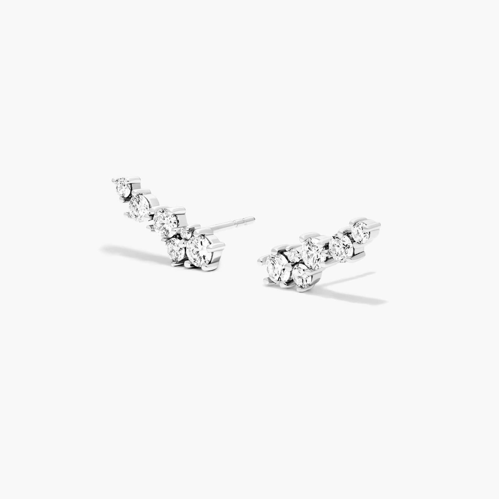 Cosmos Lab-Grown Diamond Climber Earrings In 14K White Gold
