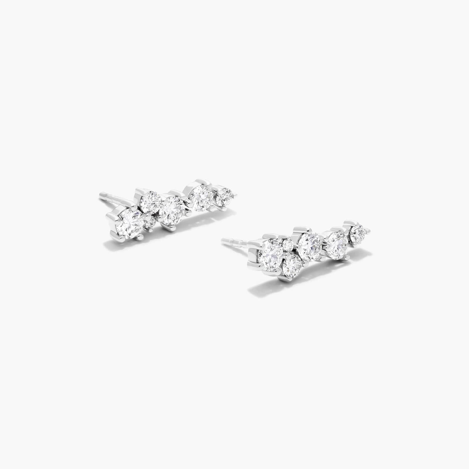 Cosmos Lab-Grown Diamond Climber Earrings In 14K White Gold