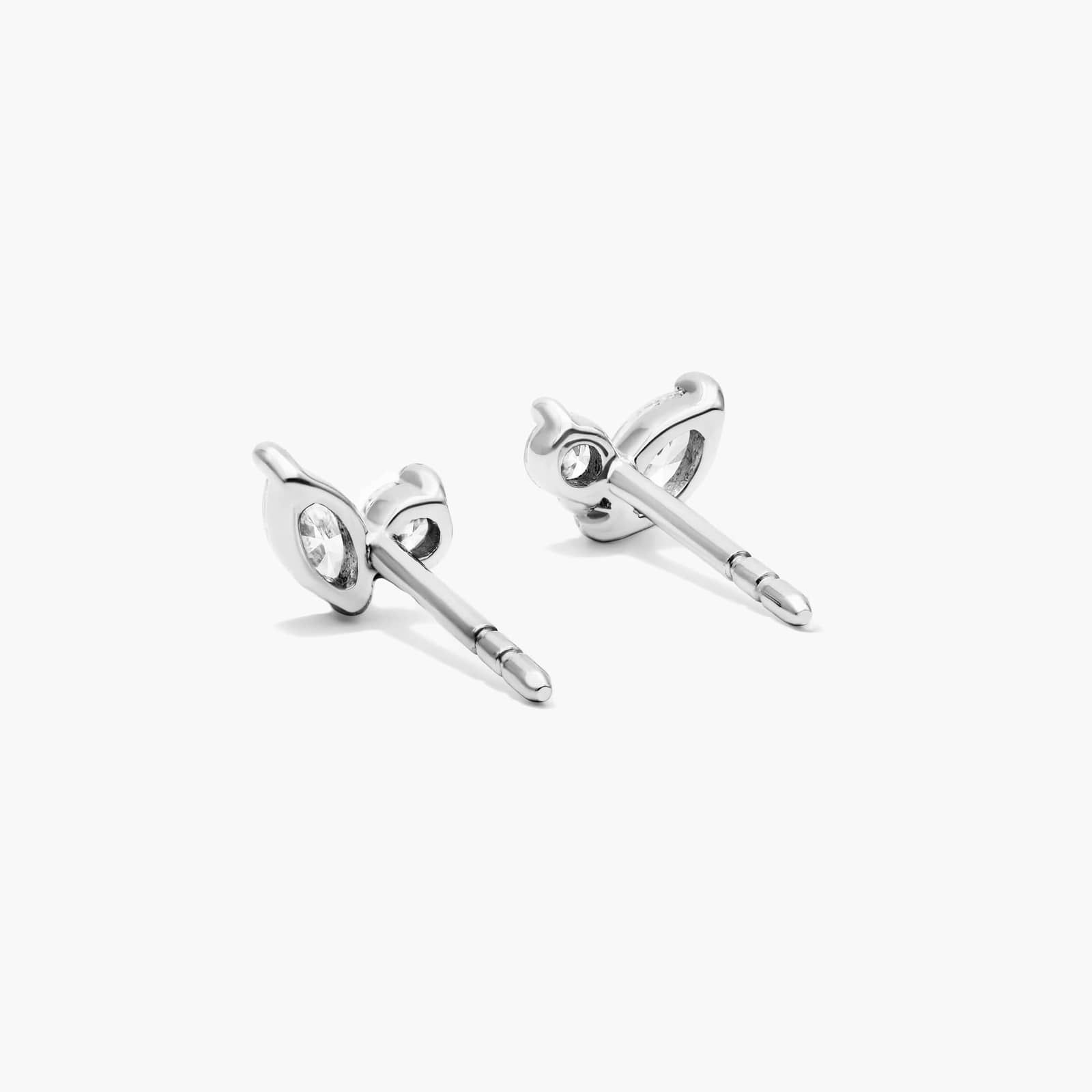 Blooming Leaves Lab-Grown Diamond Stud Earrings In 14K White Gold