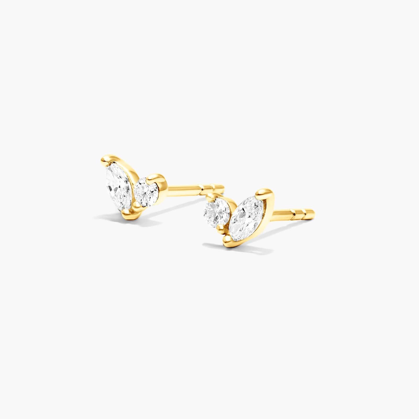 Blooming Leaves Lab-Grown Diamond Stud Earrings With In 14K Yellow Gold