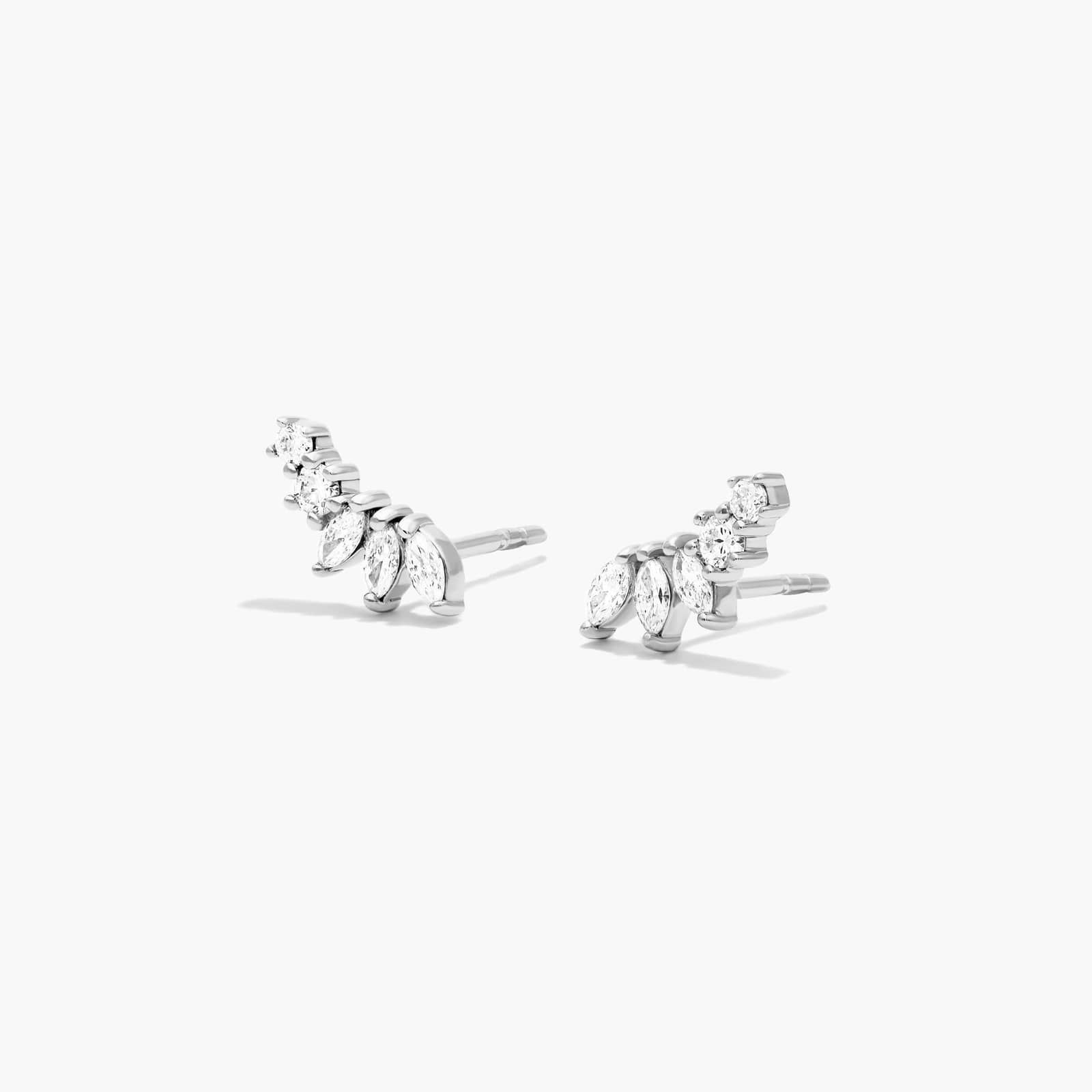 Ivy Diamond Climber Earrings In 14K White Gold