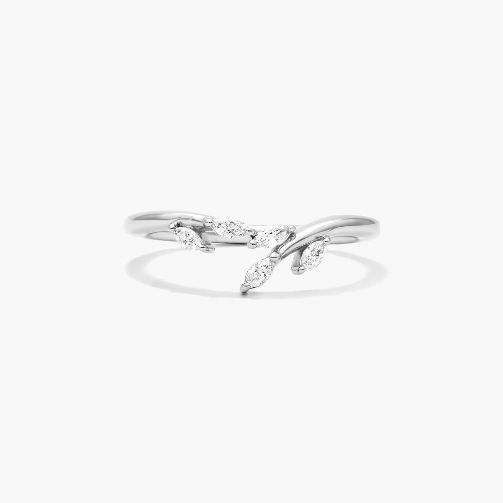 Blooming Leaves Lab-Grown Diamond Ring In 14K White Gold