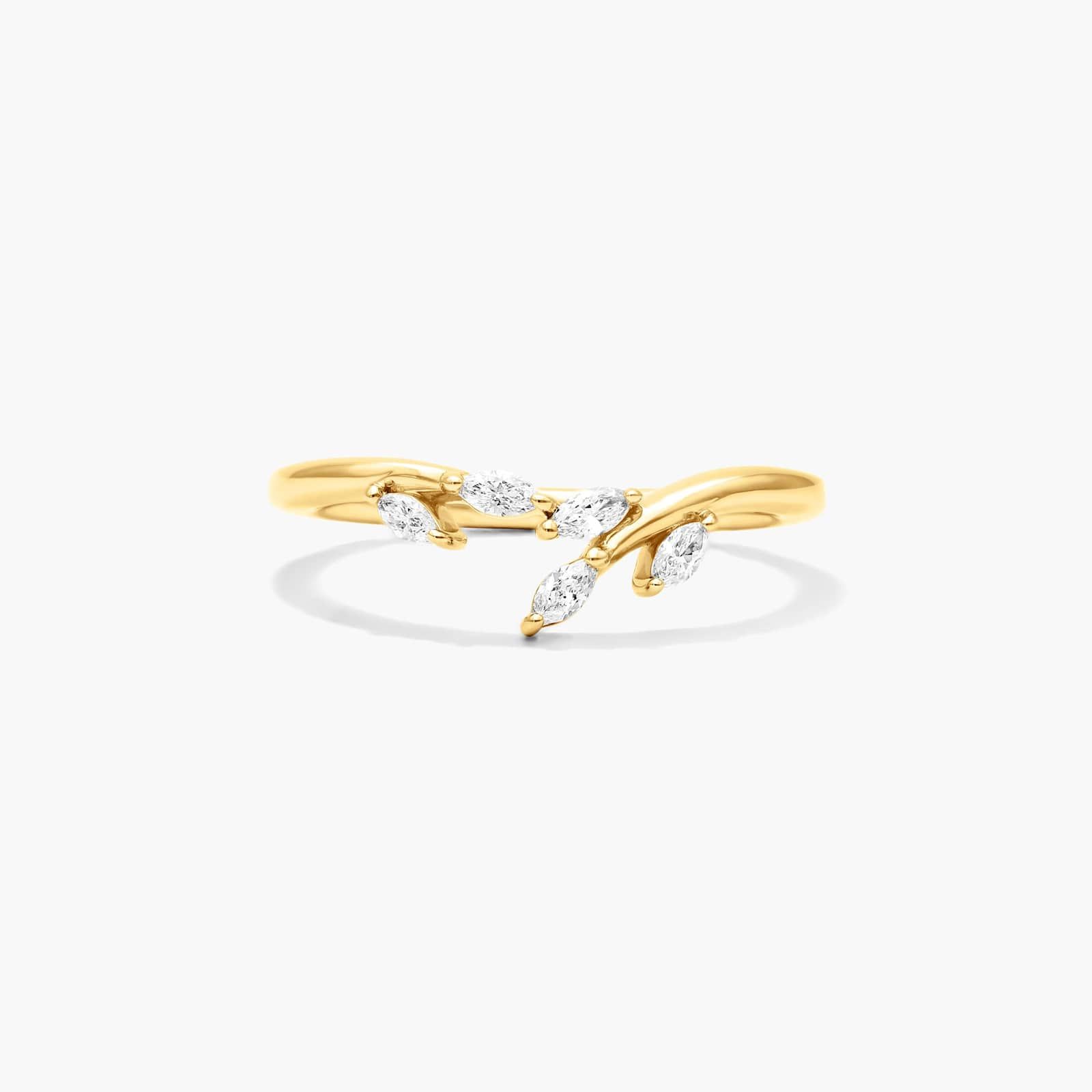 Blooming Leaves Lab-Grown Diamond Ring In 14K Yellow Gold