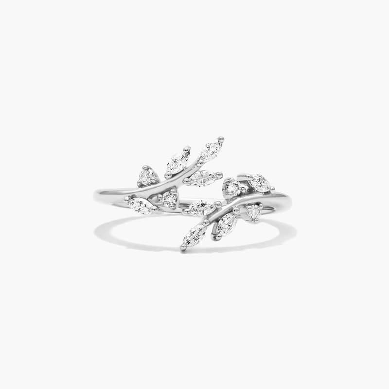 Ivy Bypass Lab-Grown Diamond Ring In 14K White Gold