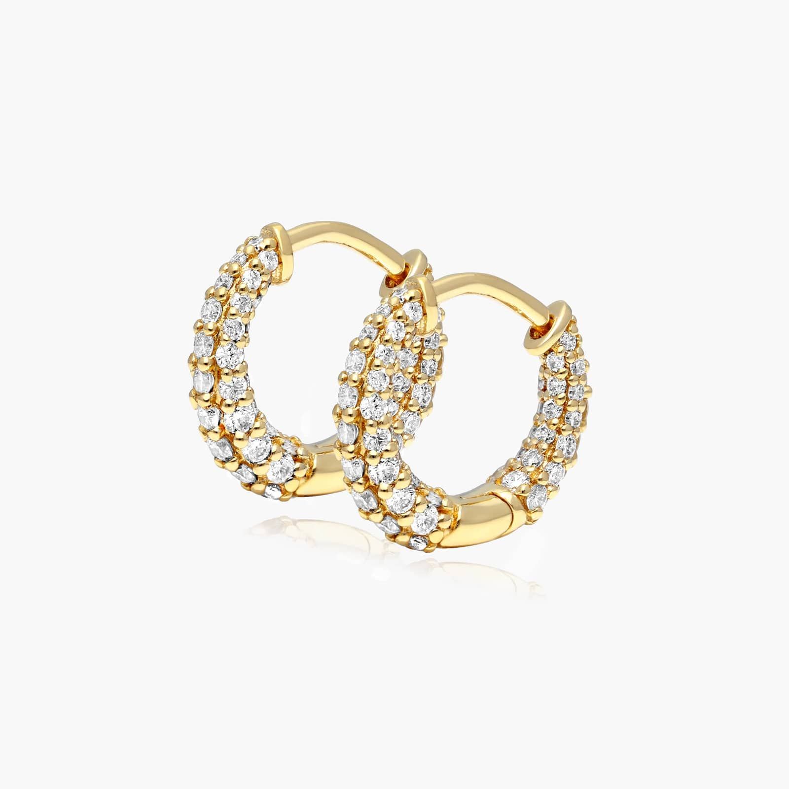 Tapered Diamond Huggie Hoop Earrings In 14K Yellow Gold