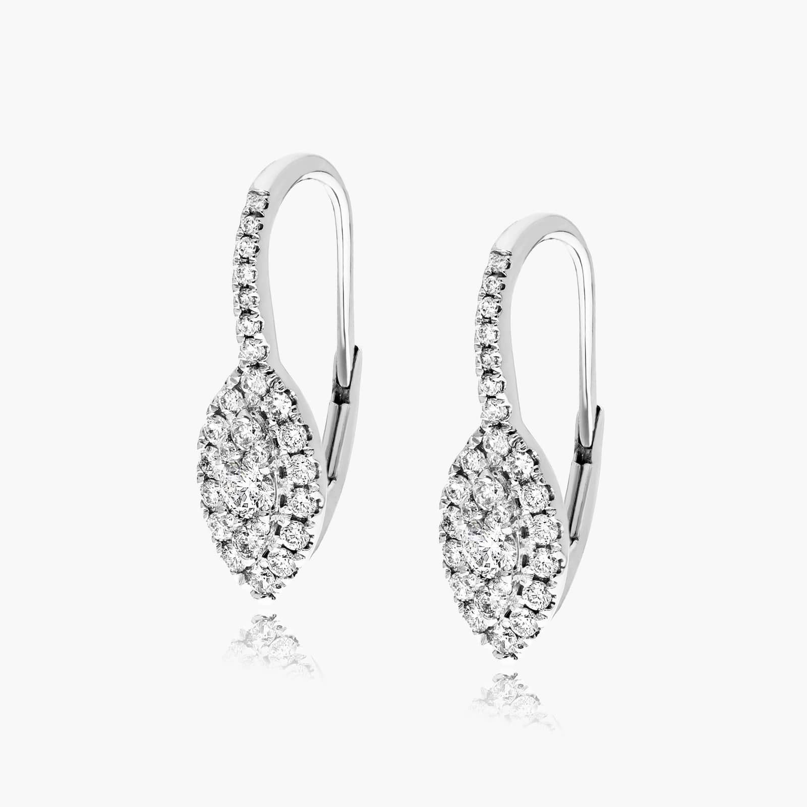 Willow Leaf Diamond Earrings In 14K White Gold