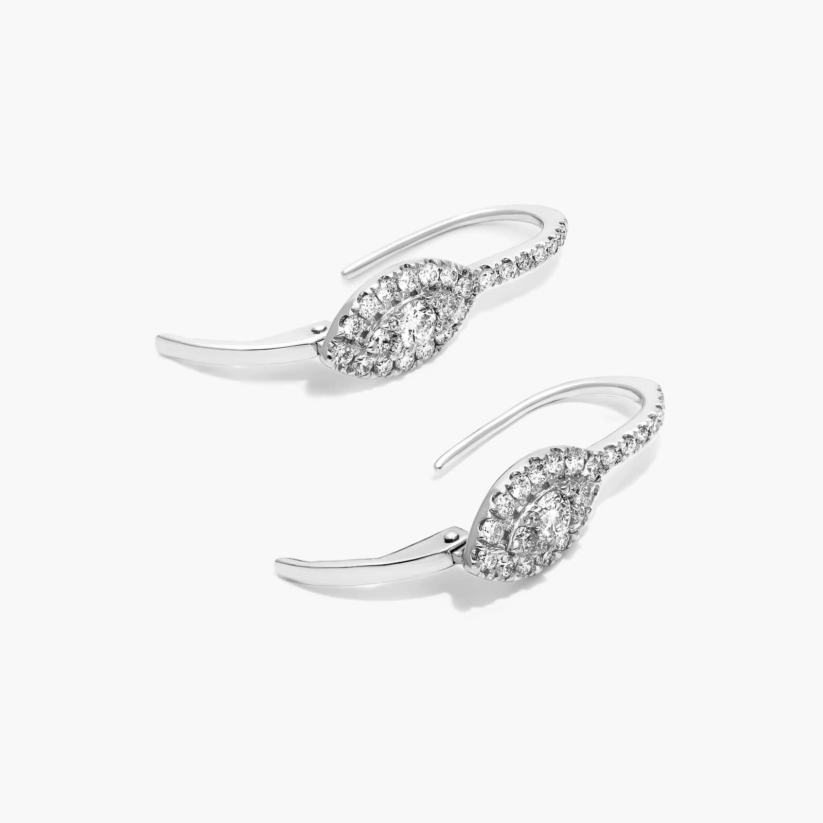 Willow Leaf Diamond Earrings In 14K White Gold