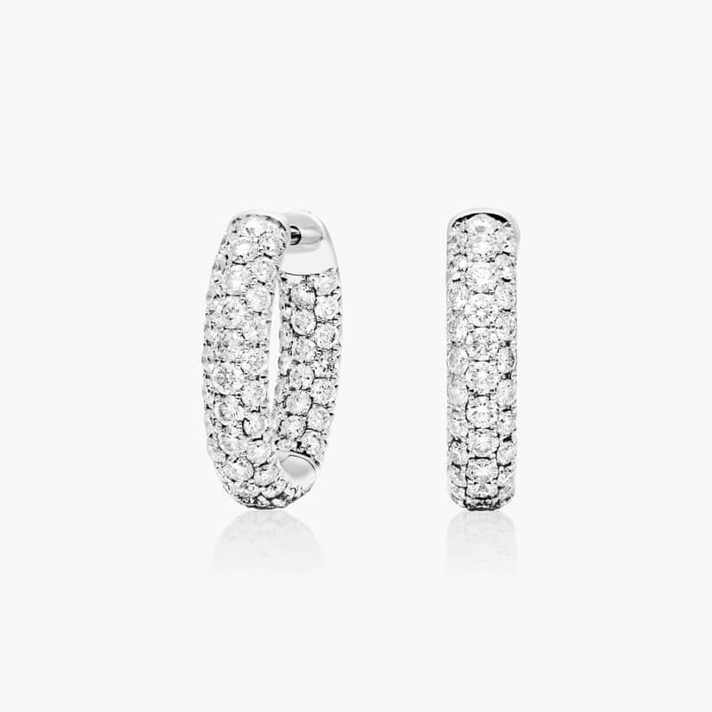Diamond Extravaganza Hoop Earrings With Oval Cut Diamonds In 14K White Gold