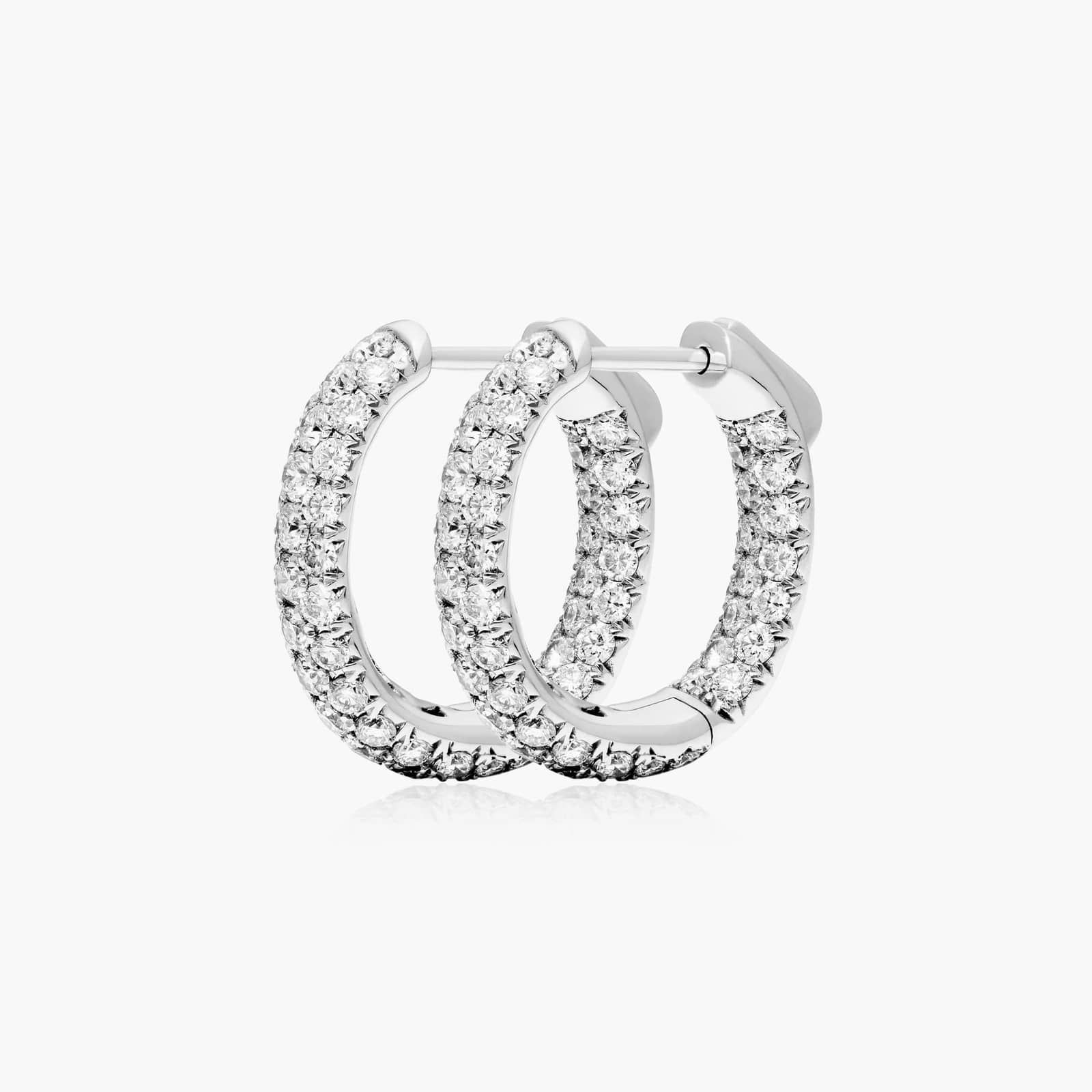 Diamond Extravaganza Hoop Earrings With Oval Cut Diamonds In 14K White Gold