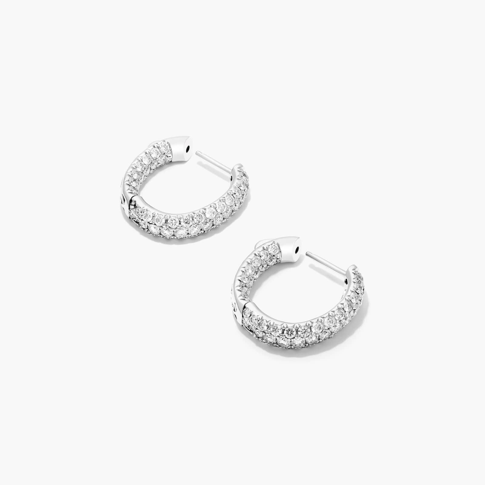 Diamond Extravaganza Hoop Earrings With Oval Cut Diamonds In 14K White Gold