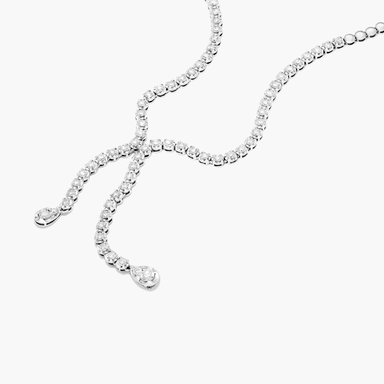 Lariat Diamond Necklace In 14K White Gold