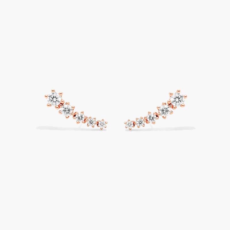 Aura Lab-Grown Diamond Climber Earrings In 14K Rose Gold