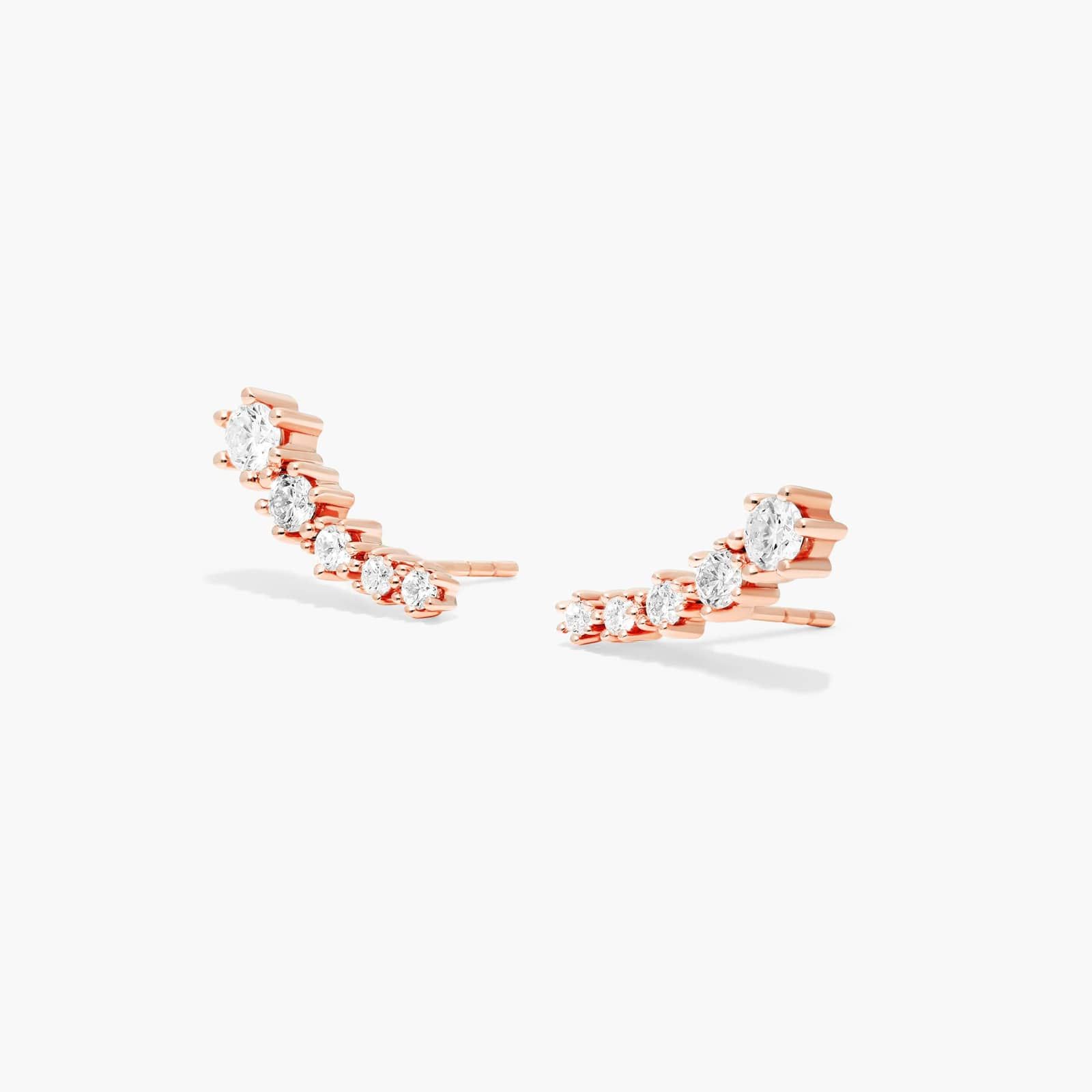 Aura Lab-Grown Diamond Climber Earrings In 14K Rose Gold