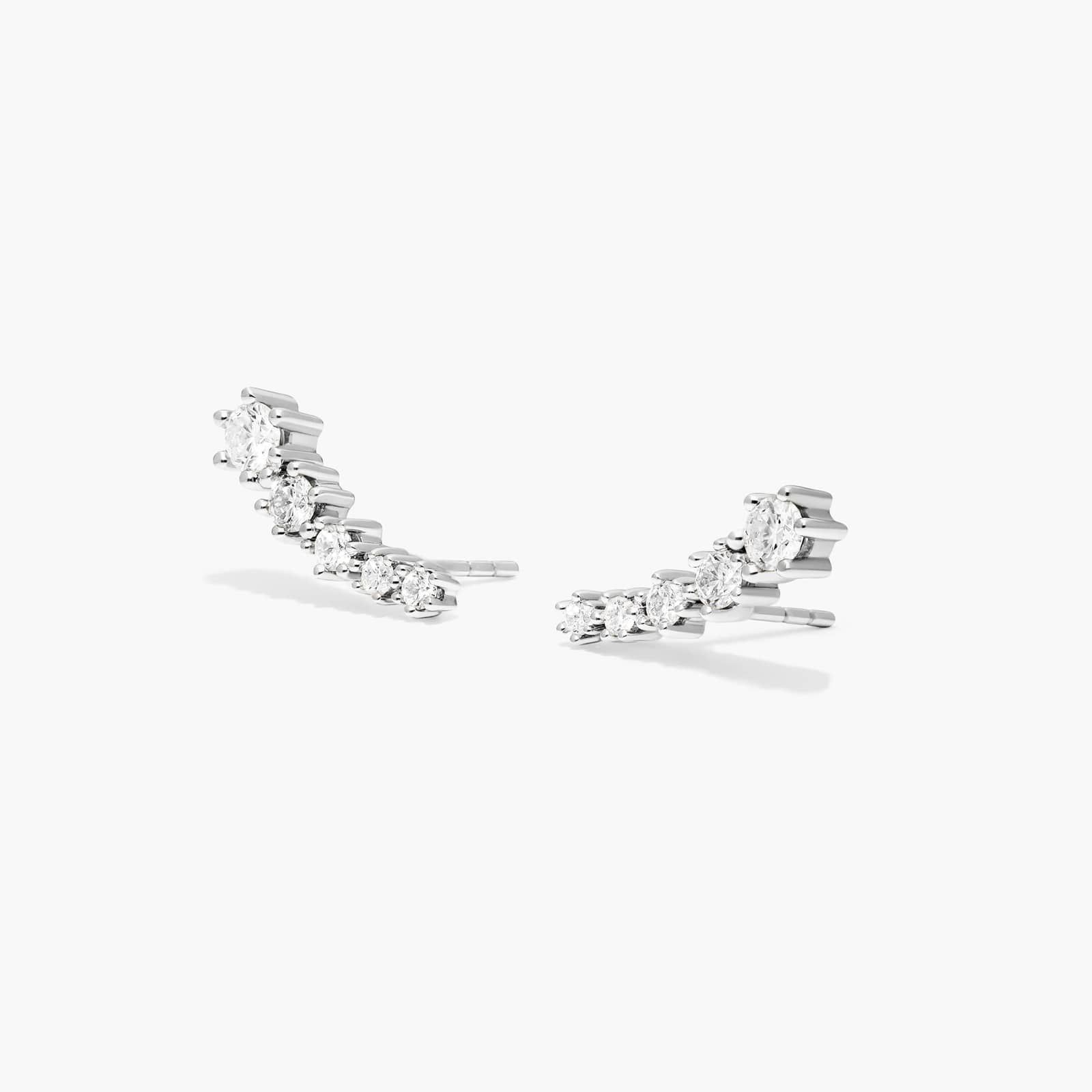 Aura Lab-Grown Diamond Climber Earrings In 14K White Gold