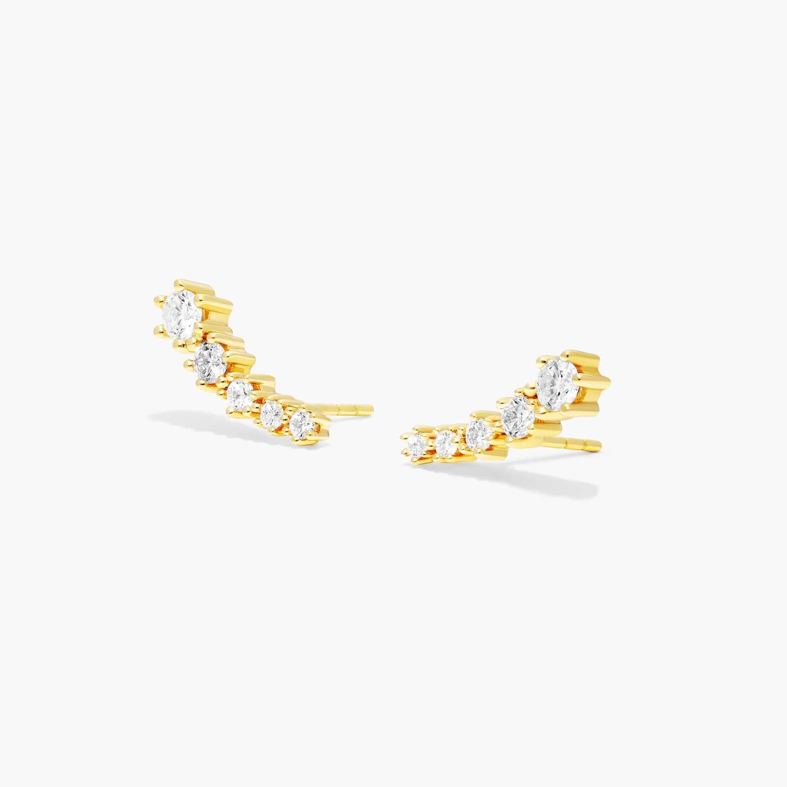 Aura Lab-Grown Diamond Climber Earrings 14K Yellow Gold