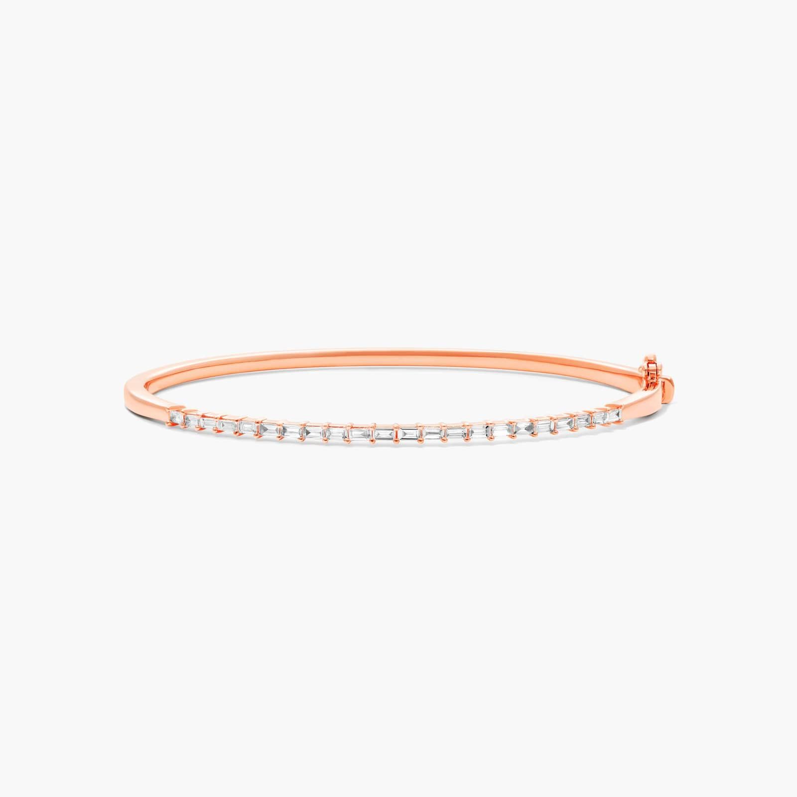 Baguette Lane Bangle Lab-Grown Diamond Bracelet In 14K Rose Gold