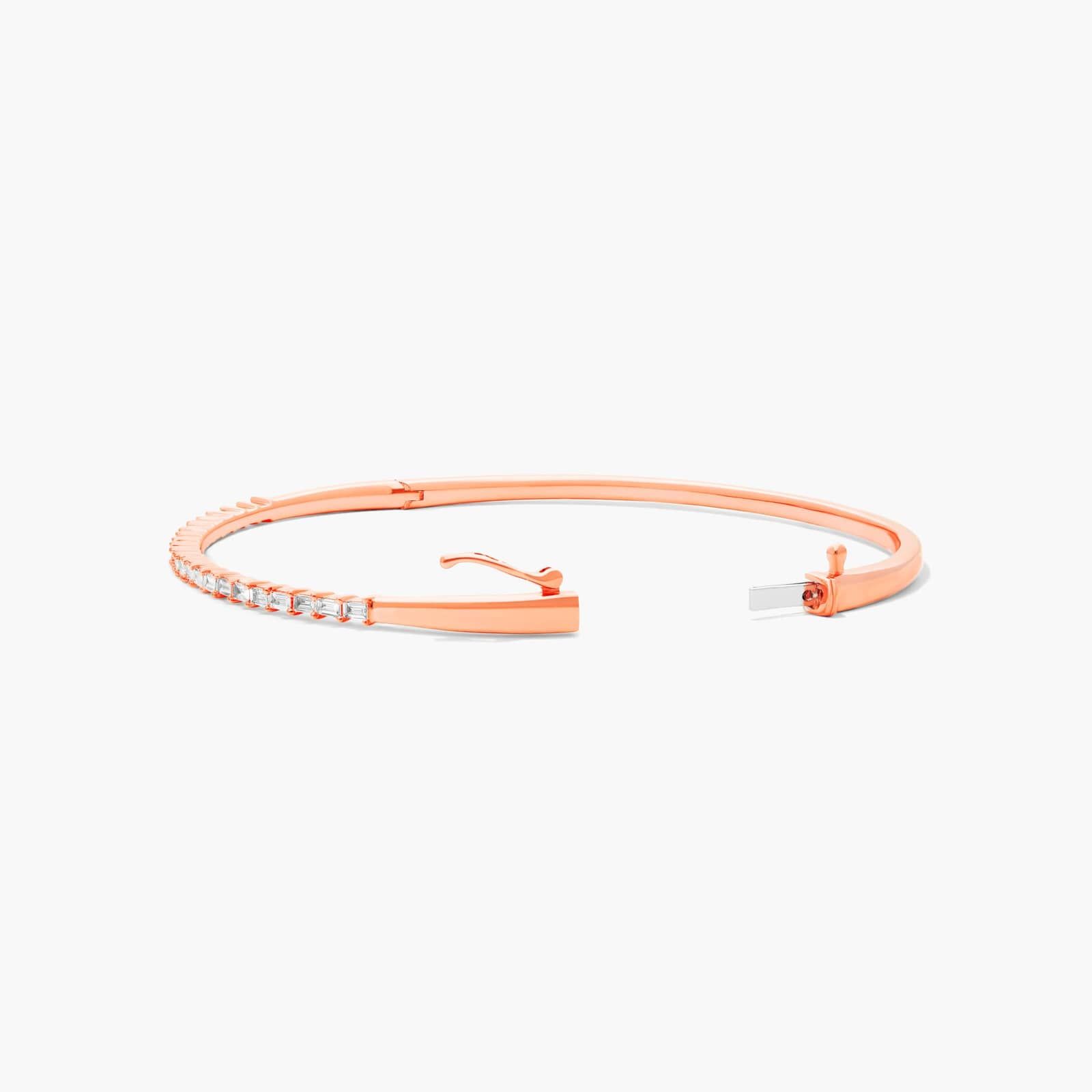 Baguette Lane Bangle Lab-Grown Diamond Bracelet In 14K Rose Gold