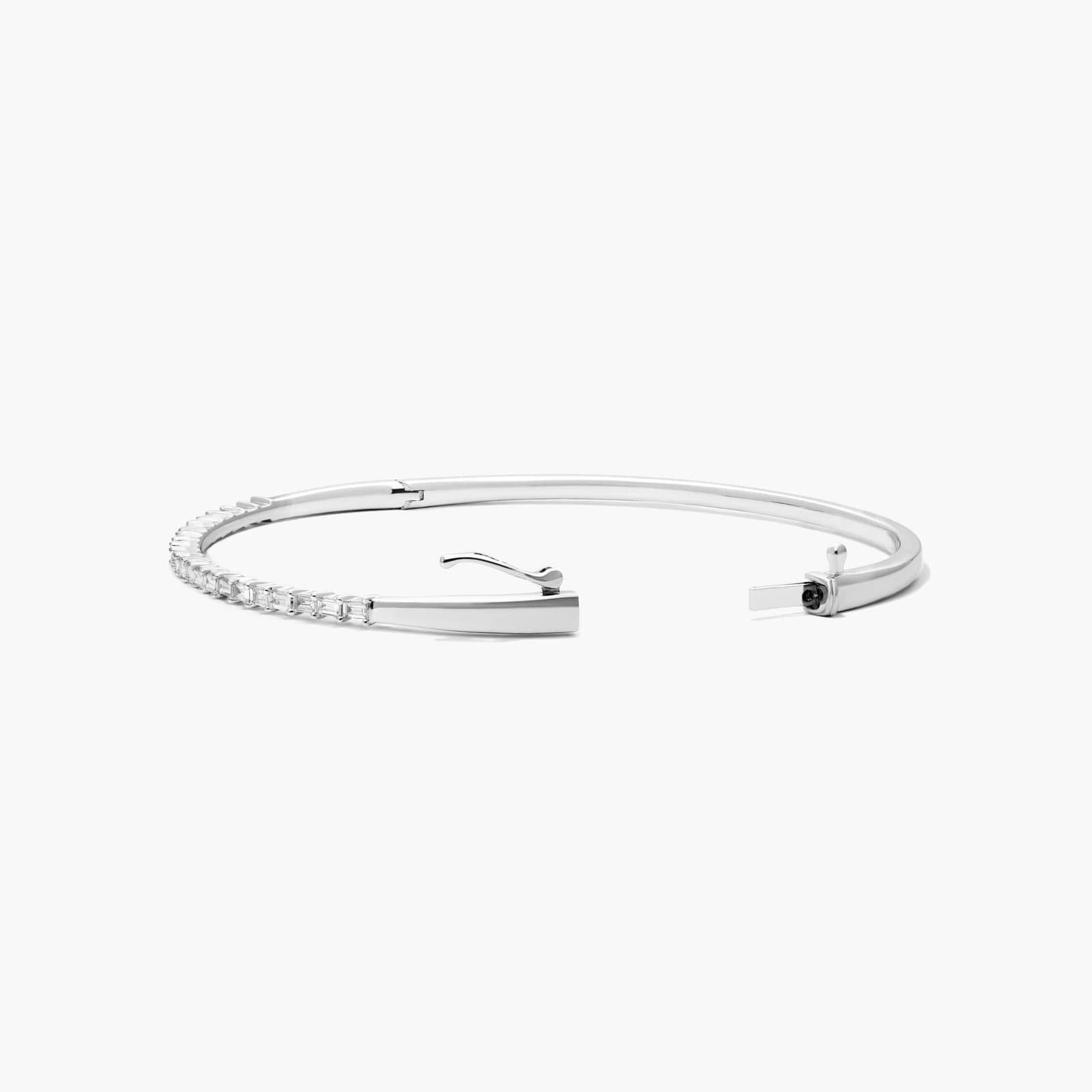 Baguette Lane Bangle Lab-Grown Diamond Bracelet In 14K White Gold