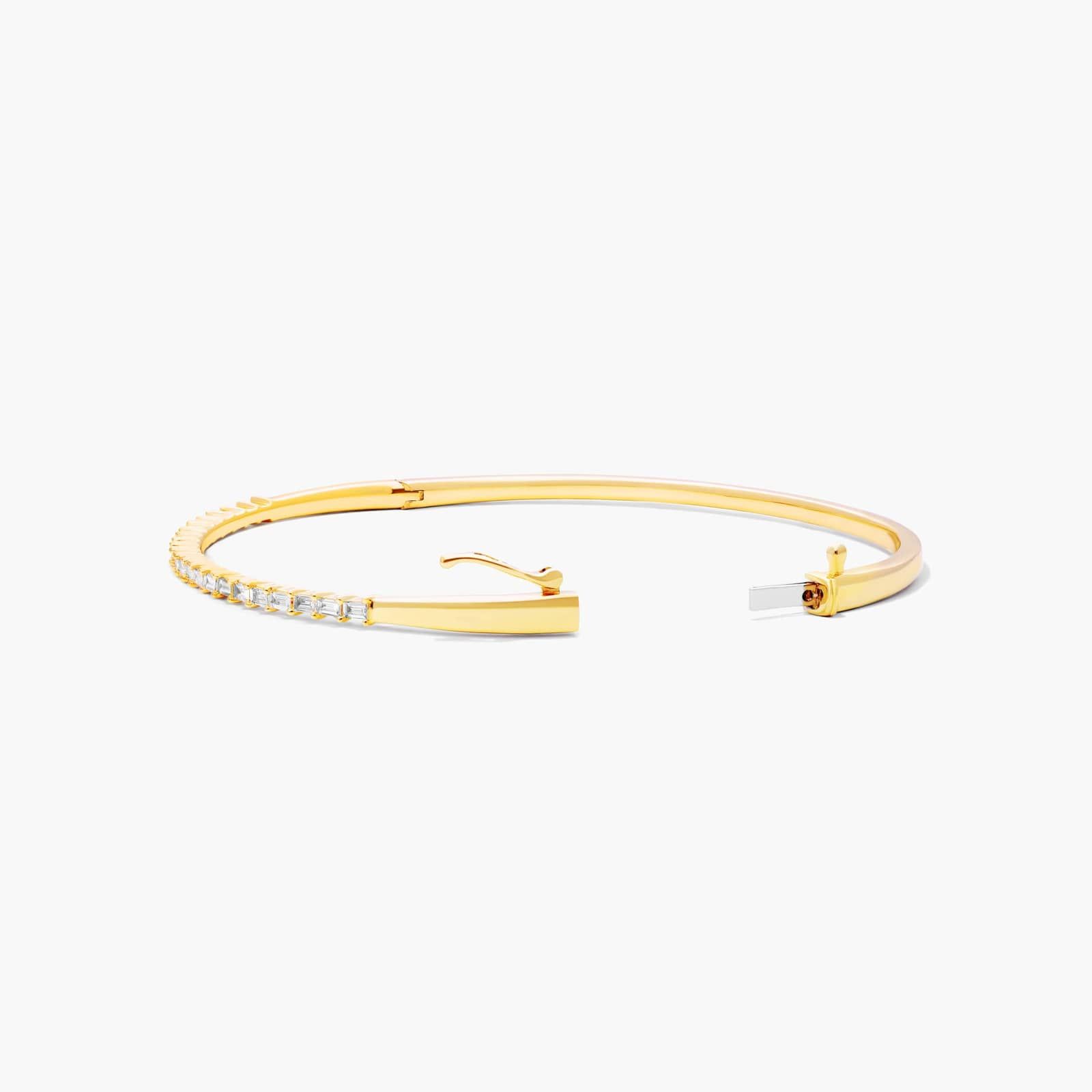 Baguette Lane Bangle Lab-Grown Diamond Bracelet In 14K Yellow Gold