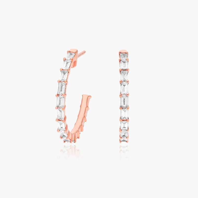 Lane Hoop Earrings With Lab-Grown Diamonds In 14K Rose Gold