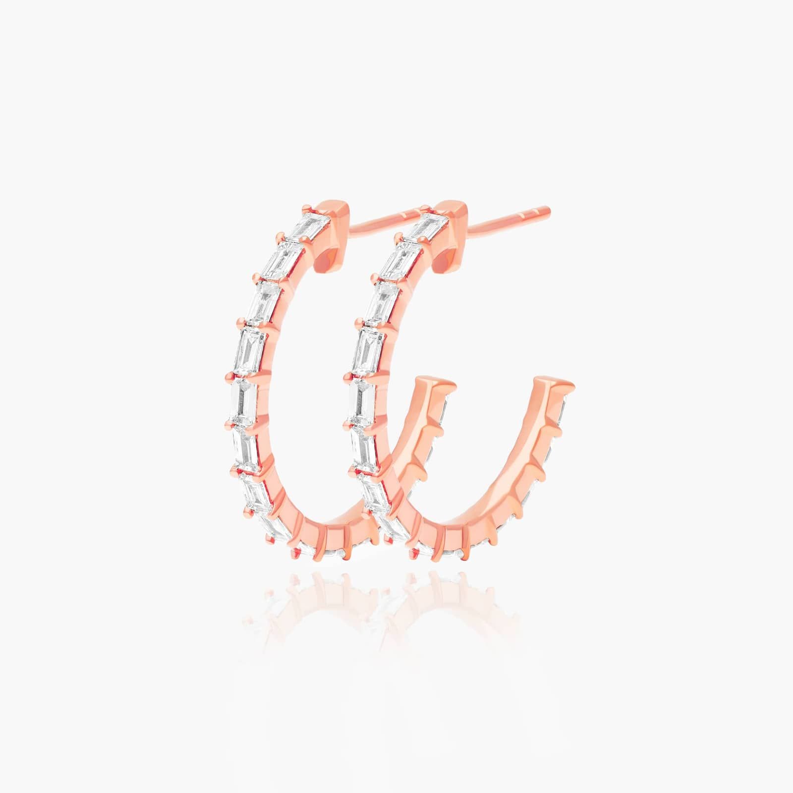 Lane Hoop Earrings With Lab-Grown Diamonds In 14K Rose Gold