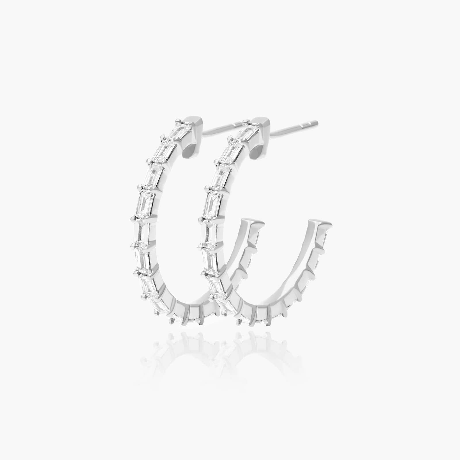 Lane Hoop Earrings With Lab-Grown Diamonds In 14K White Gold
