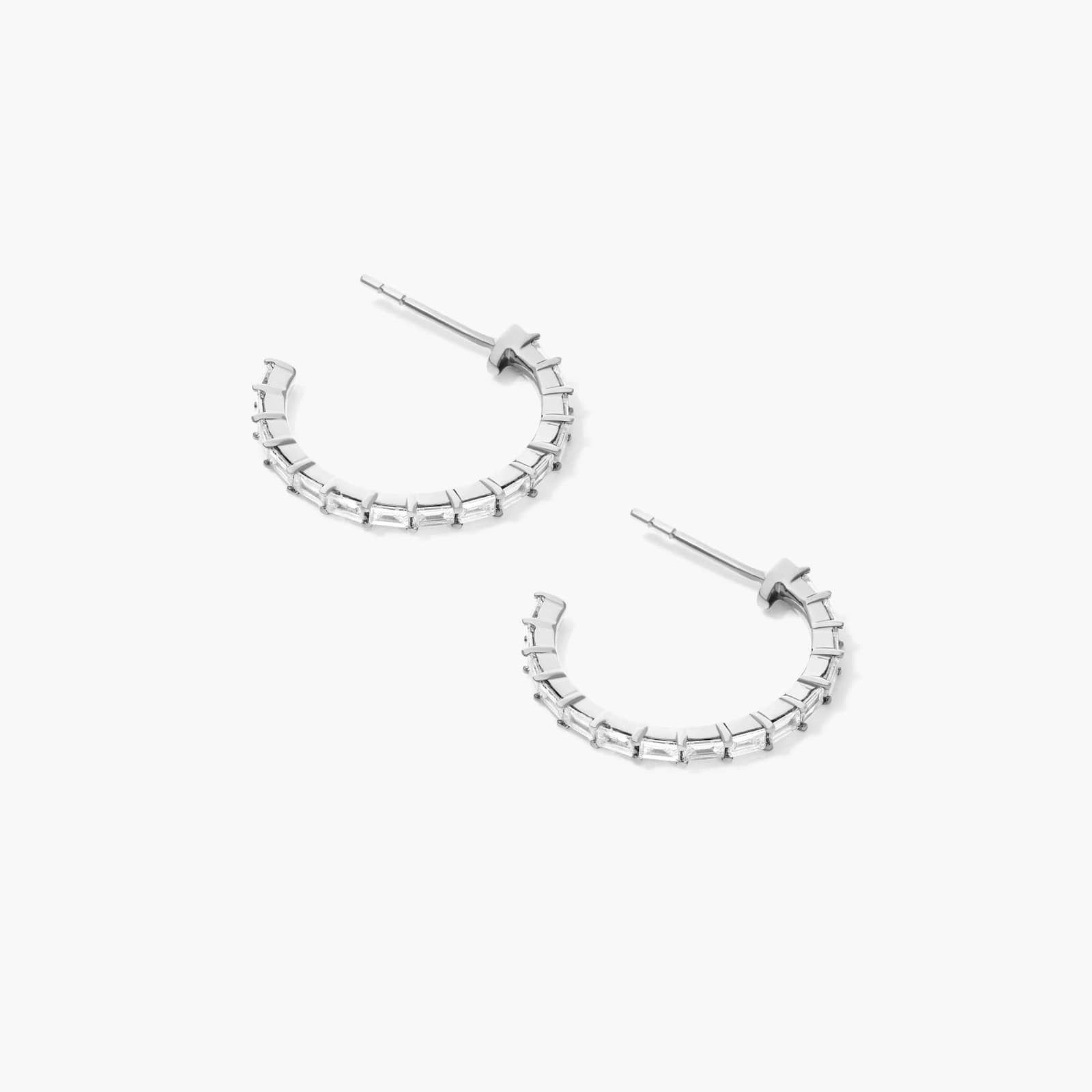 Lane Hoop Earrings With Lab-Grown Diamonds In 14K White Gold
