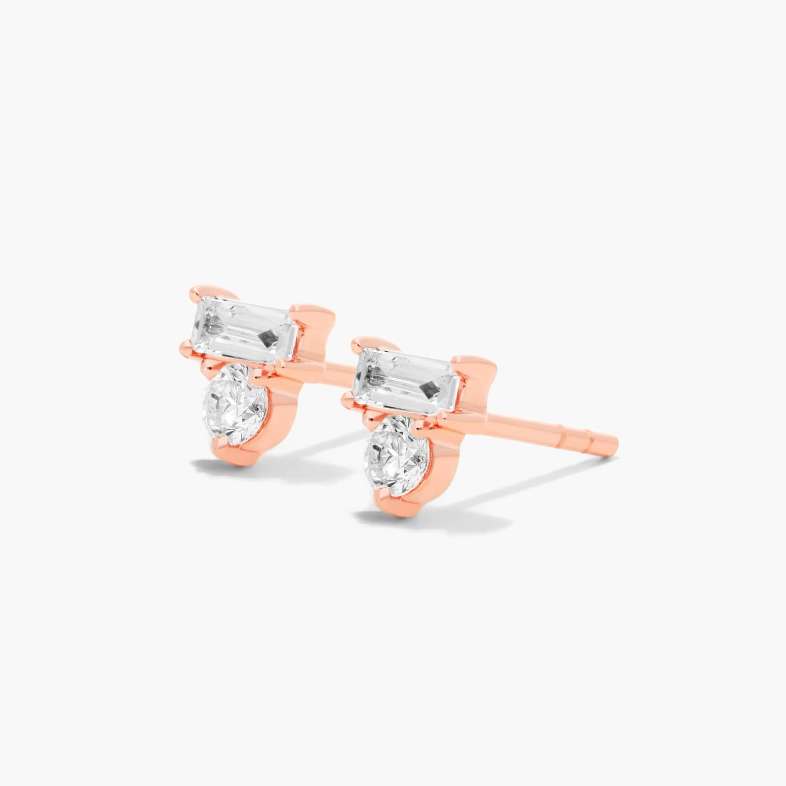 Dazzle Stack Lab-Grown Diamond Stud Earrings In 14K Rose Gold