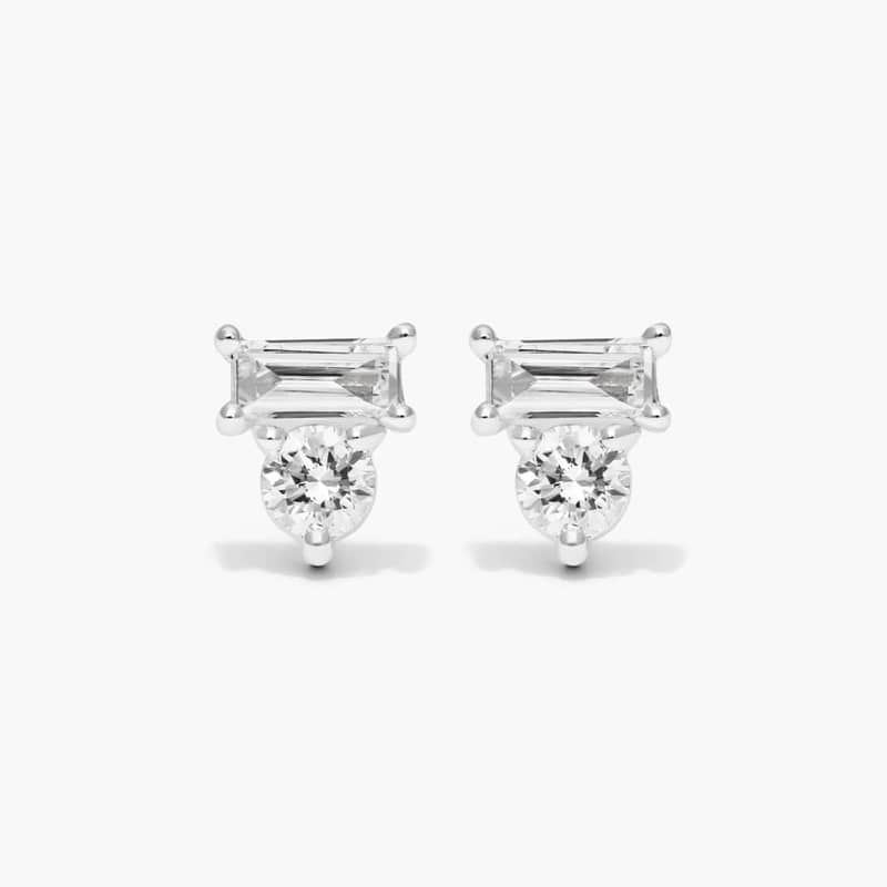 Dazzle Stack Lab-Grown Diamond Stud Earrings In 14K White Gold