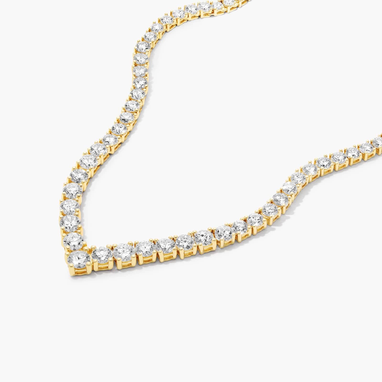 14K Yellow Gold Chevron Lab-Grown Diamond Tennis Necklace
