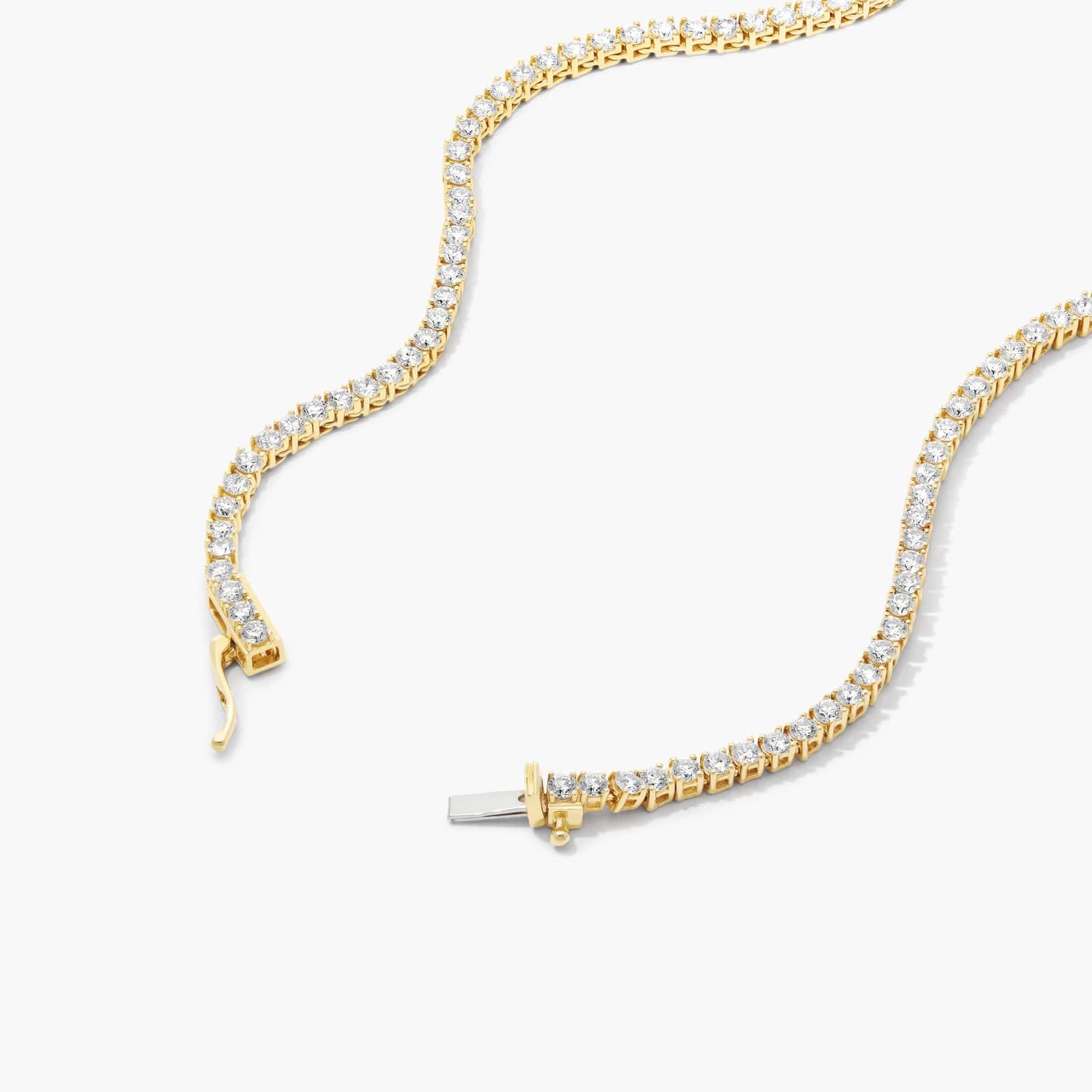 14K Yellow Gold Chevron Lab-Grown Diamond Tennis Necklace