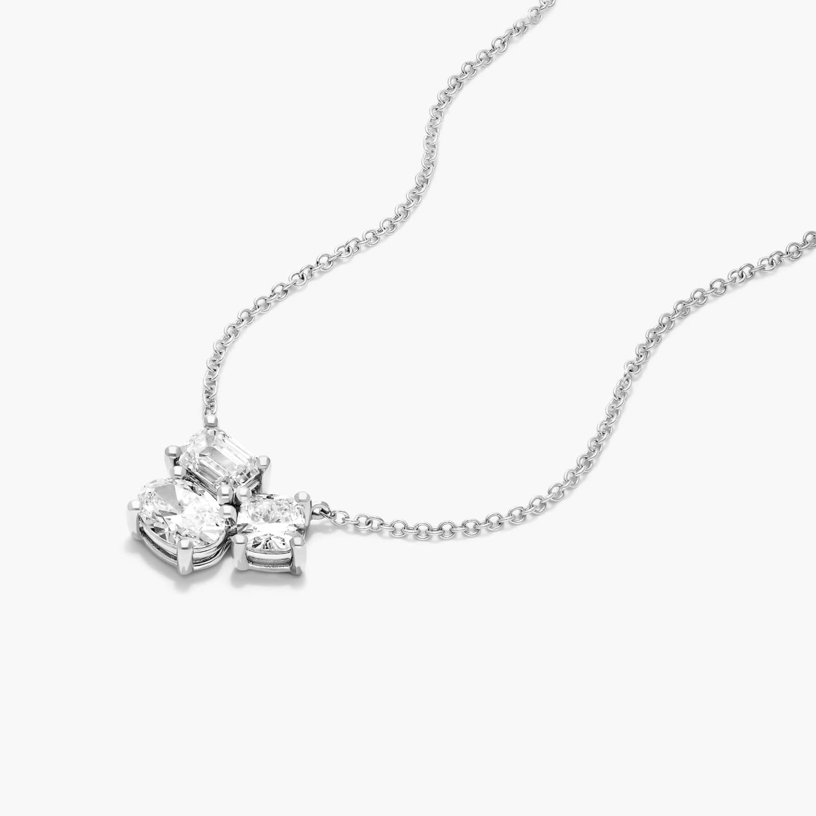 Fancy Cluster Lab-Grown Diamond Necklace In 14K White Gold