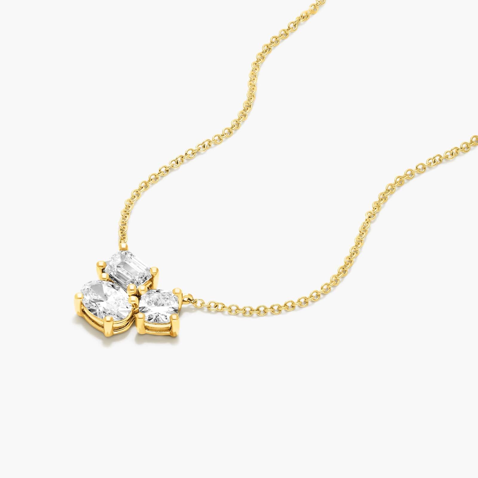 Fancy Cluster Lab-Grown Diamond Necklace In 14K Yellow Gold