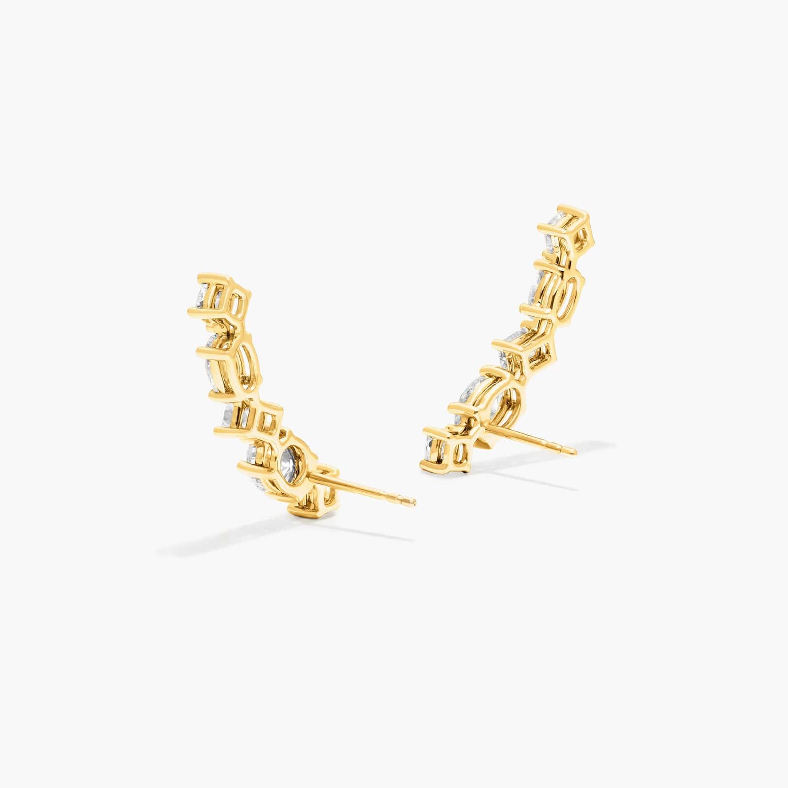 Fancy Array Lab-Grown Diamond Climber Earrings In 14K Yellow Gold