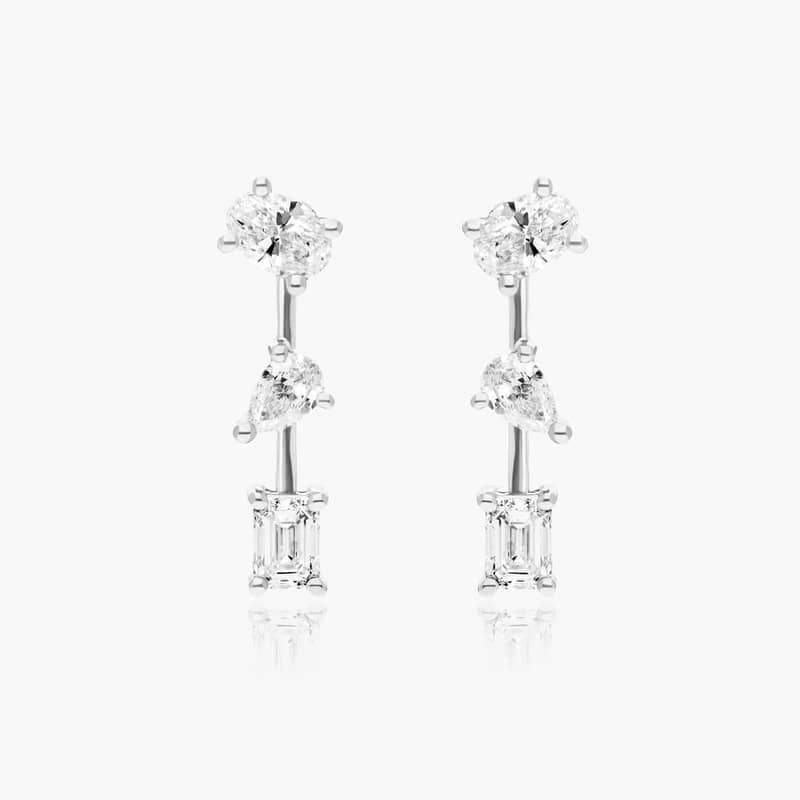 Fancy Array Lab-Grown Diamond Earrings In 14K White Gold
