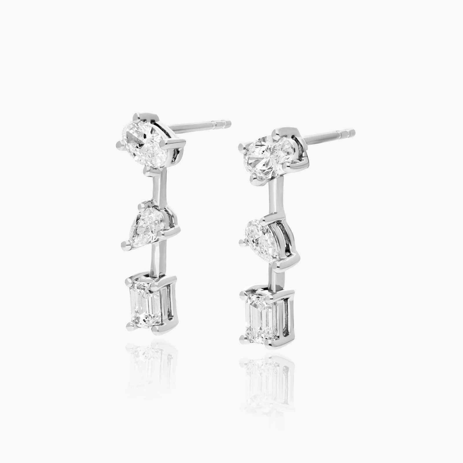 Fancy Array Lab-Grown Diamond Earrings In 14K White Gold