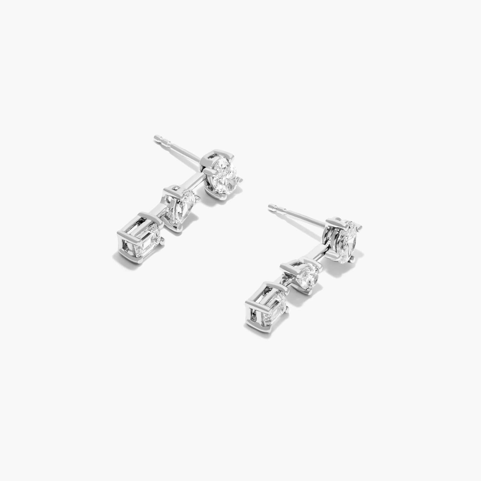 Fancy Array Lab-Grown Diamond Earrings In 14K White Gold