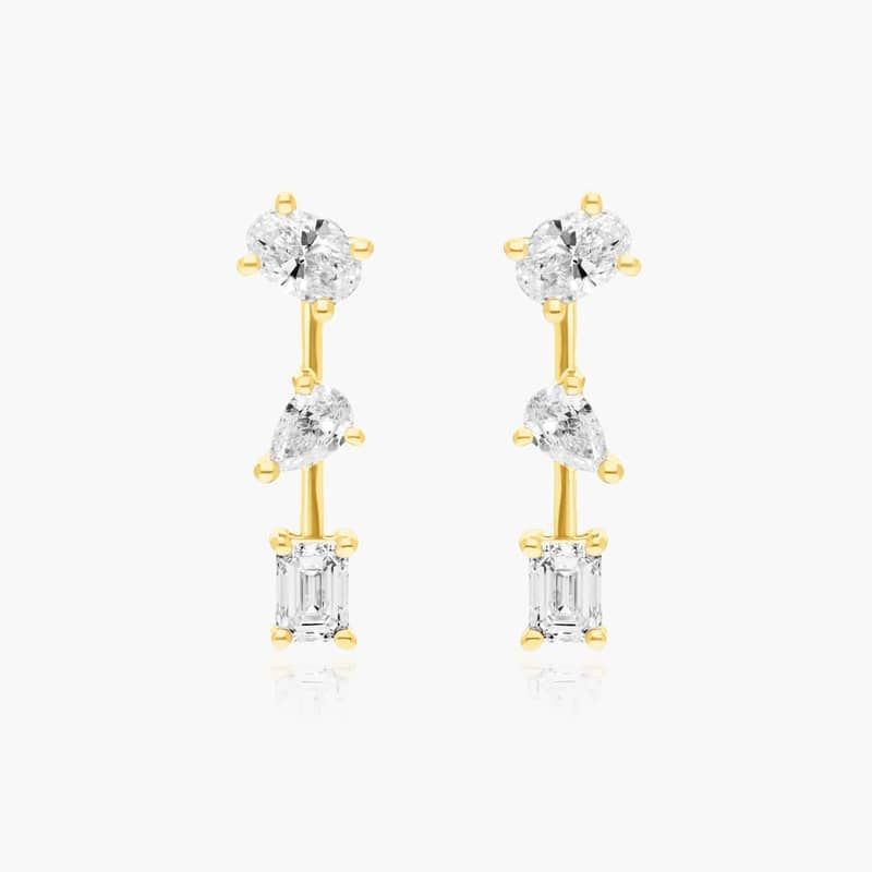 Fancy Array Lab-Grown Diamond Earrings In 14K Yellow Gold
