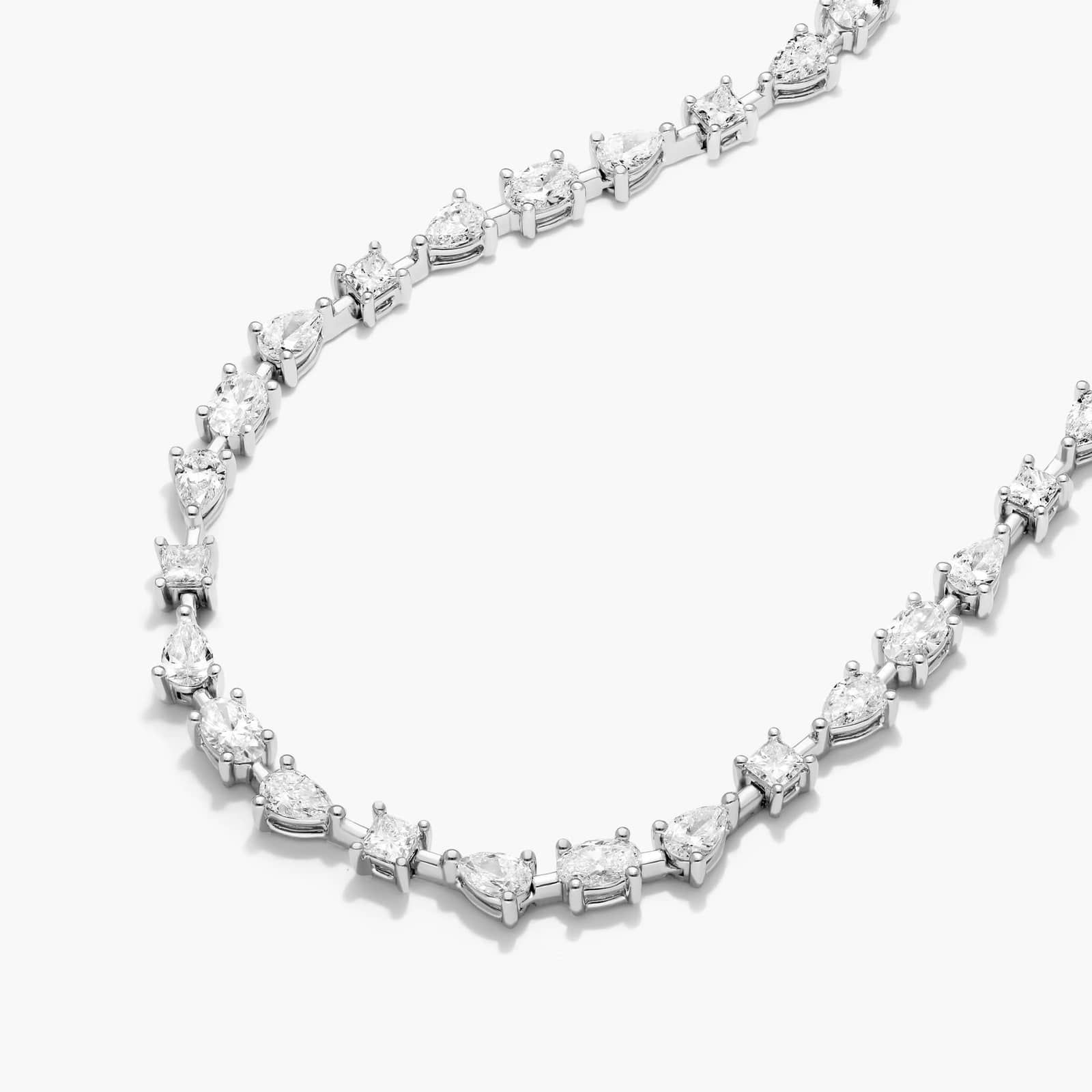 14K White Gold Fancy Array Lab-Grown Diamond Tennis Necklace
